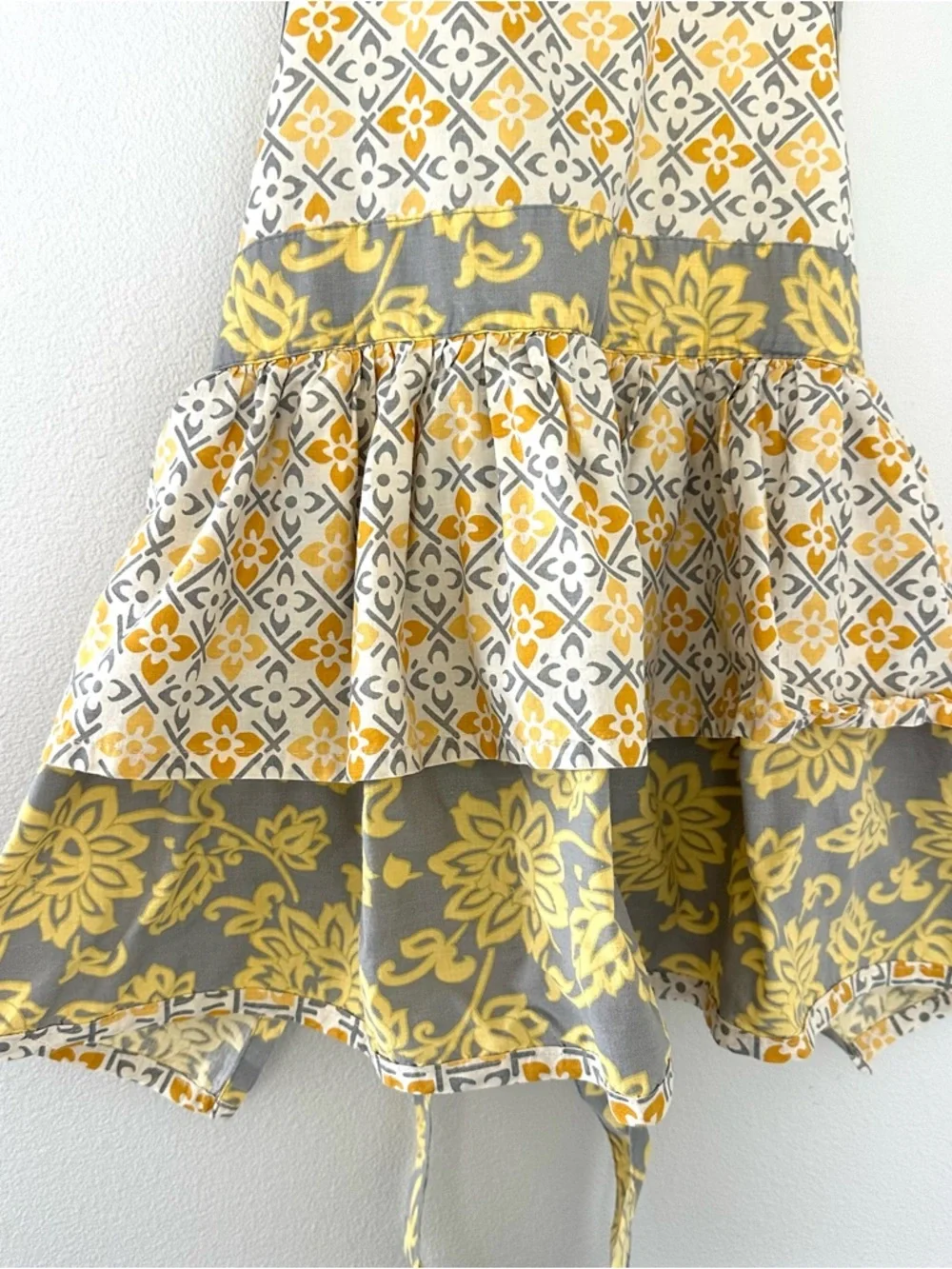 100% Cotton Yellow Grey Floral Kitchen Apron One Size Melissa Anne Designs Boho